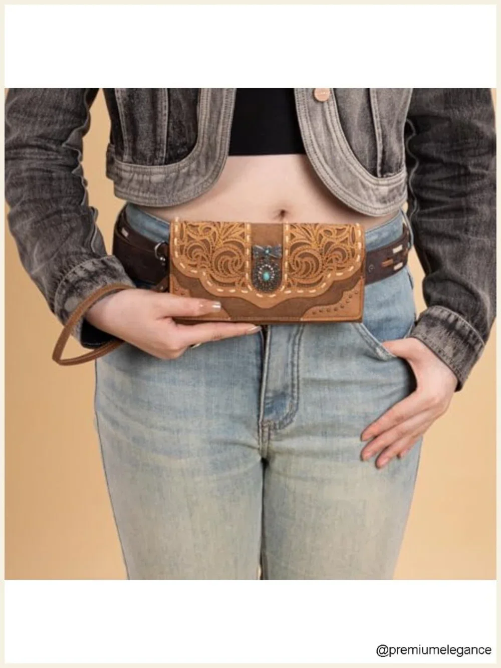 Tri-Fold Vegan Leather Wristlet Wallet with RFID Blocking